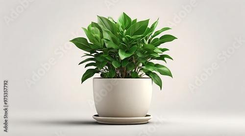 A clean illustration of a green potted plant, isolated on a white background. Ideal for nature-themed designs, eco-friendly branding, or home décor mockups