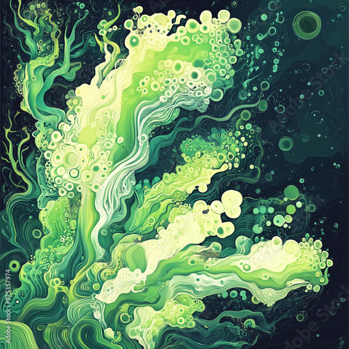 Blooming Algae Motif Canvas Vector Illustration: Where Nature Meets Art