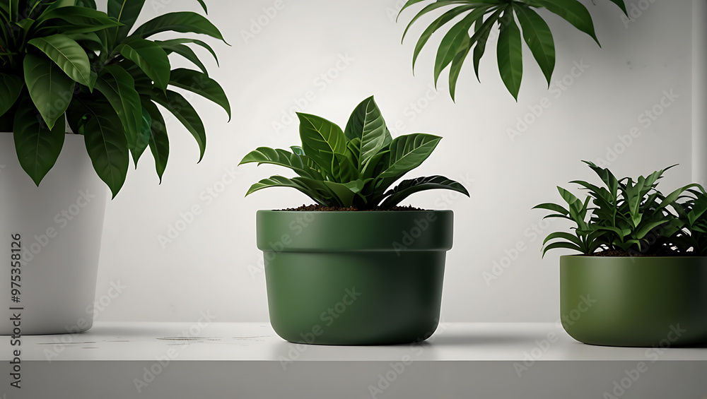 A clean illustration of a green potted plant, isolated on a white background. Ideal for nature-themed designs, eco-friendly branding, or home décor mockups