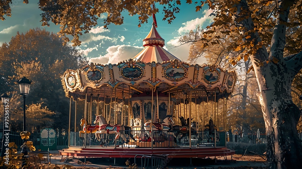 the color carousel in the park background the color carousel in the park background