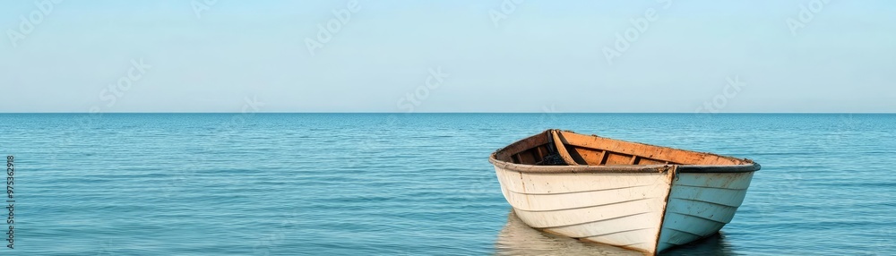 An abandoned fishing boat, slowly sinking into the sea, neglect, forgotten dreams An abandoned fishing boat, slowly sinking into the sea, neglect, forgotten dreams