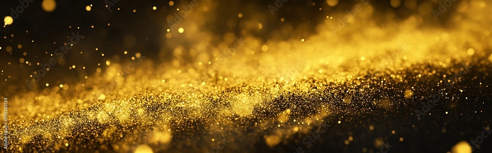 Abstract image of a golden glitter surface with bokeh effect. Abstract image of a golden glitter surface with bokeh effect.
