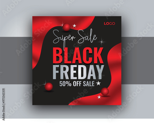 Black Friday social media post design, Black Friday sale banner design template.