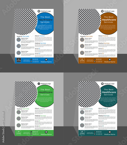 Corporate healthcare and medical cover and back page a4 flyer design template for print Corporate healthcare and medical flyer or poster design layout bundle AI file for illustrator, free download 