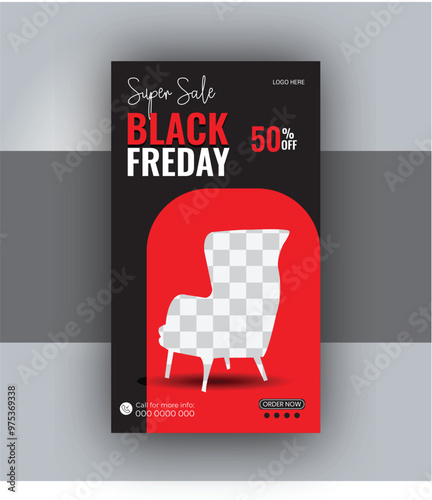 black friday instagram stories design and fashion sale poster template