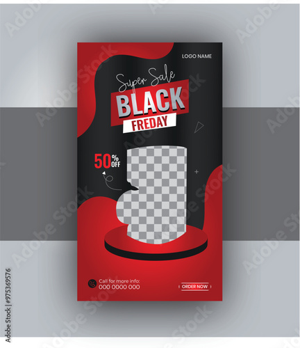 black friday instagram stories design and fashion sale poster template