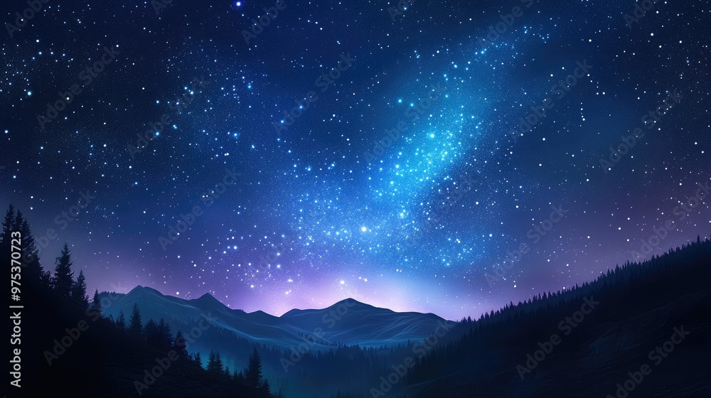 A stunning fantasy night sky filled with stars, blue-purple hues, and an aurora, evoking a sense of wonder and magic. A stunning fantasy night sky filled with stars, blue-purple hues, and an aurora, evoking a sense of wonder and magic.