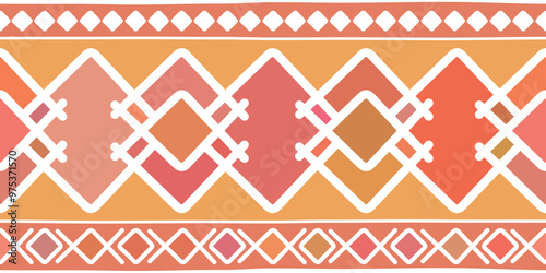 Seamless pattern, ethnic background, geometric ornament, vector design, border	