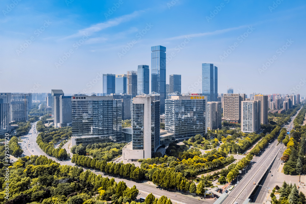 Obraz premium High angle aerial photography of the skyline of Xi'an High tech CBD in Xi'an, Shaanxi, China