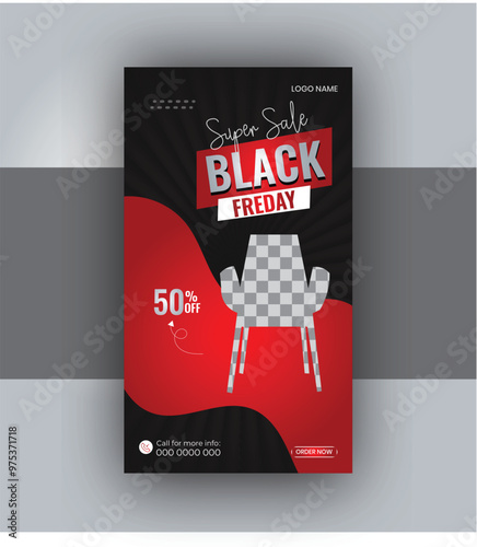 black friday instagram stories design and fashion sale poster template