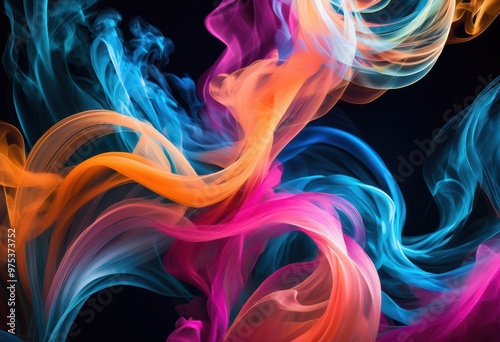 vivid colorful smoke designs featuring captivating patterns swirls artistic display fluid motion, aesthetic, background, beauty, brilliance, charm, composition