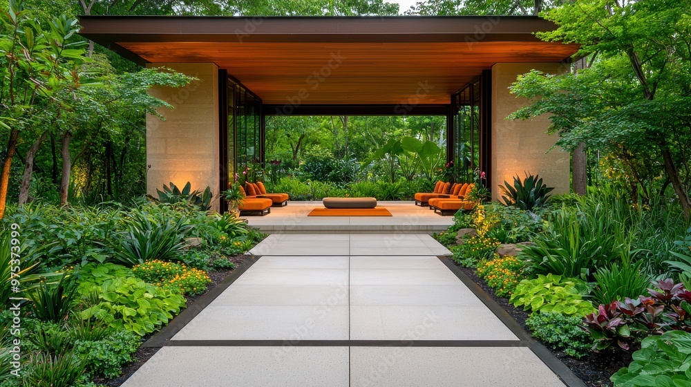 Modern Zen Garden Design With Patio And Lush Greenery Modern Zen Garden Design With Patio And Lush Greenery