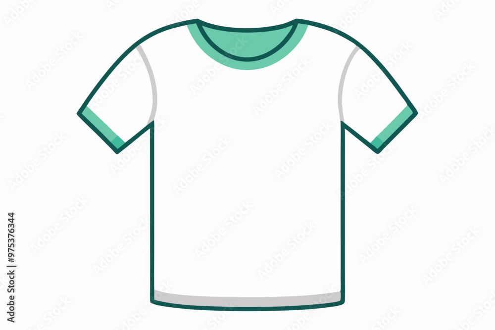 White T-Shirt with Green Accents on Sleeves and Collar, Modern Clothing Design White T-Shirt with Green Accents on Sleeves and Collar, Modern Clothing Design