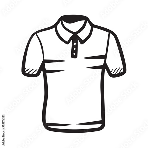 Black and White Polo Shirt Icon, Classic Collar Shirt Design