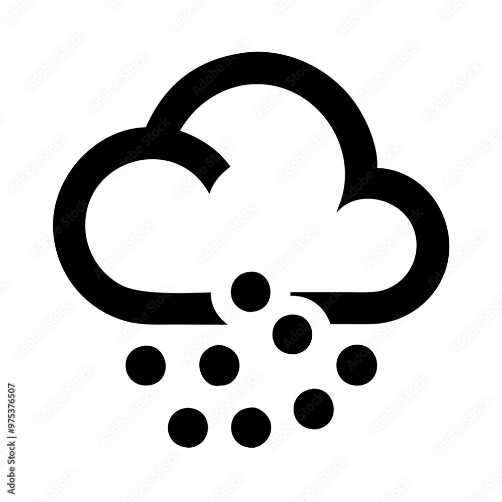 Minimalist Black Cloud with Snowfall, Winter Weather Symbol Icon Minimalist Black Cloud with Snowfall, Winter Weather Symbol Icon