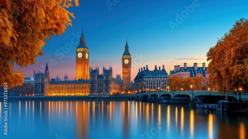 London Skyline with Big Ben at Sunset