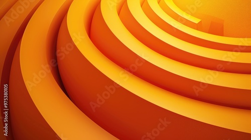 Orange circular curves layered textures in a 3d abstract design for wallpaper background