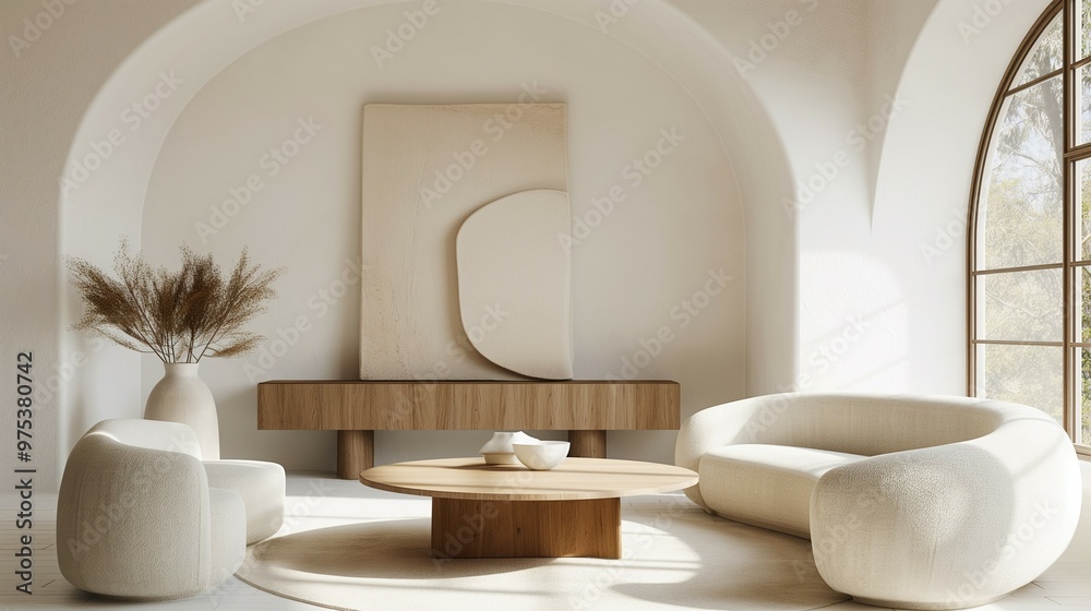 Modern living room with cozy sofa, home interior design with furniture and coffee table Modern living room with cozy sofa, home interior design with furniture and coffee table