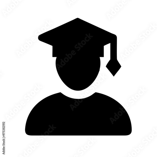 Black Graduation Hat Vector for University and School Branding