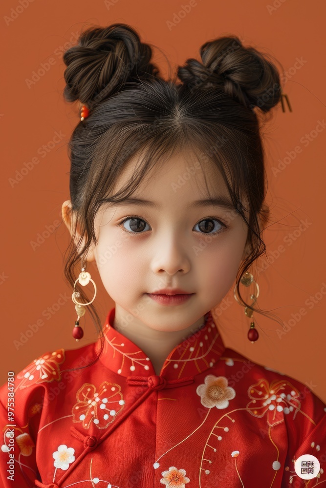 Close up photo of a little girl wearing traditional Chinese clothing Close up photo of a little girl wearing traditional Chinese clothing