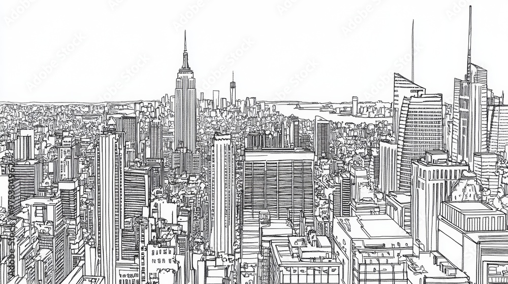 Naklejka premium New York City. coloring book page