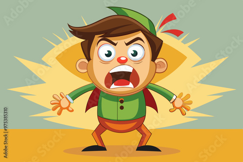 vector illustration of an angry boy screaming