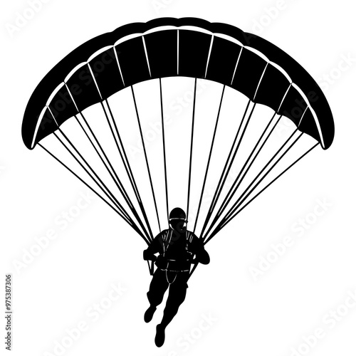 paraglider silhouette on black