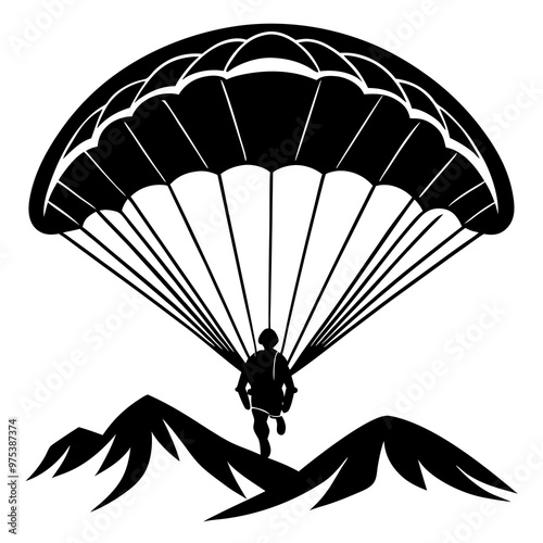 paraglider silhouette on black