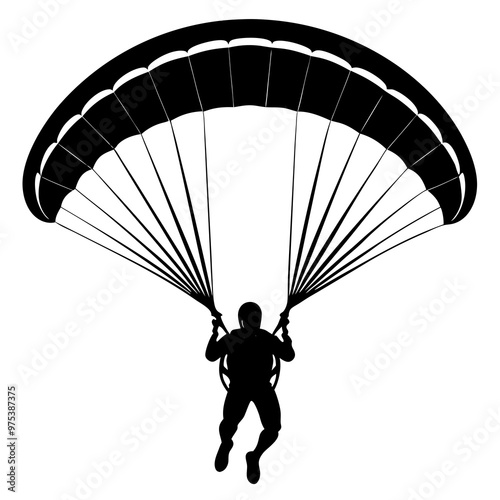 Parachutist Silhouette Vector for Adventure and Sports Designs"