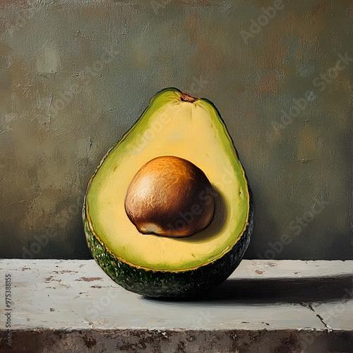 avocado watercolor illustration