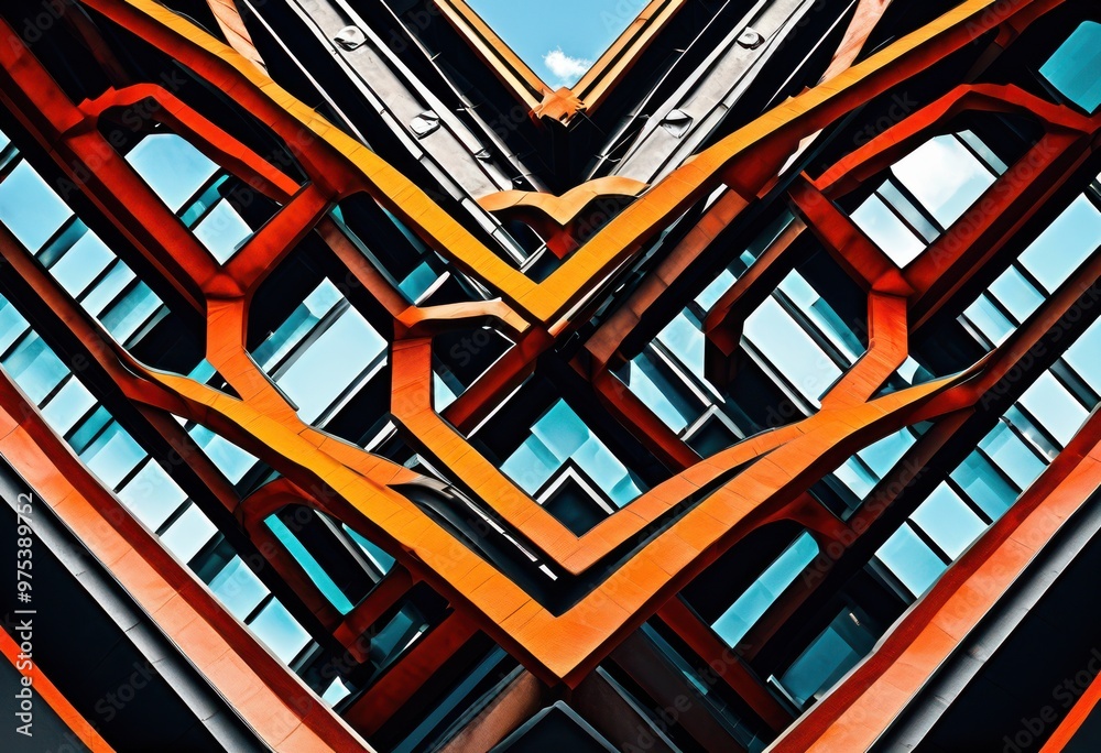 Obraz premium vibrant industrial patterns featuring eye catching color blends unique geometric designs modern aesthetics, artwork, texture, shapes, symmetry, lines