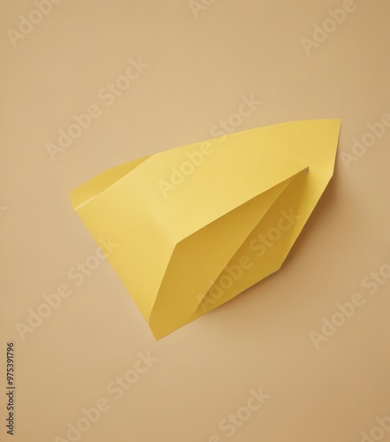 Free Download a geometric paper sculpture in the shape of a diamond, with a yellow color and a beige background. - GFXLoad