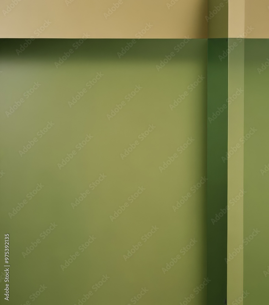 Fototapeta premium a minimalist abstract composition with a green wall and a vertical line on the right side.