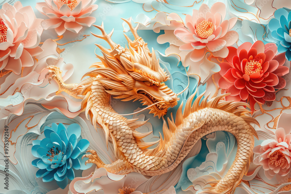Sculpture illustration of Chinese Loong Sculpture illustration of Chinese Loong