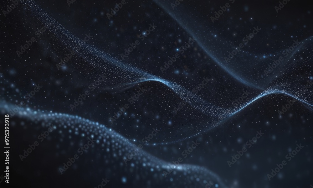 Φωτογραφία a digital art piece featuring a dark blue background with a wave-like pattern of white dots and lines, creating a sense of movement and energy