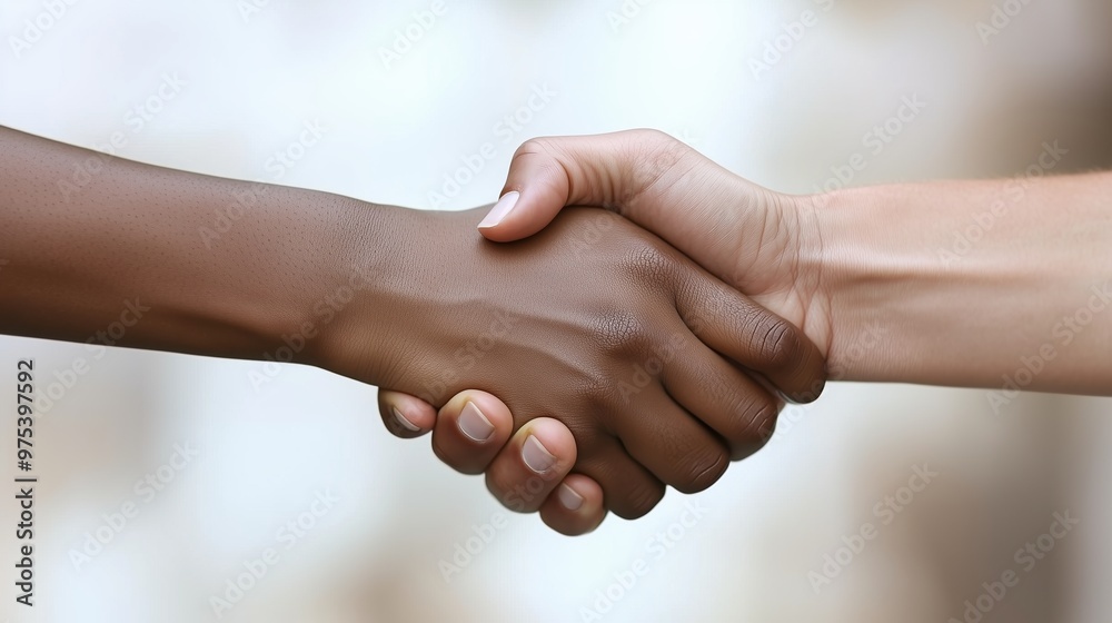 Close-up of an African and Caucasian handshake, symbolizing diversity, unity, and cooperation, set against a neutral background to emphasize the gesture of partnership and mutual respect. Close-up of an African and Caucasian handshake, symbolizing diversity, unity, and cooperation, set against a neutral background to emphasize the gesture of partnership and mutual respect.