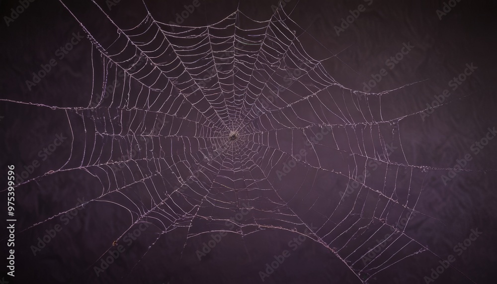 A close-up view of a spider web, illuminated by a soft purple light, showcases the intricate and delicate structure against a dark background. A close-up view of a spider web, illuminated by a soft purple light, showcases the intricate and delicate structure against a dark background.