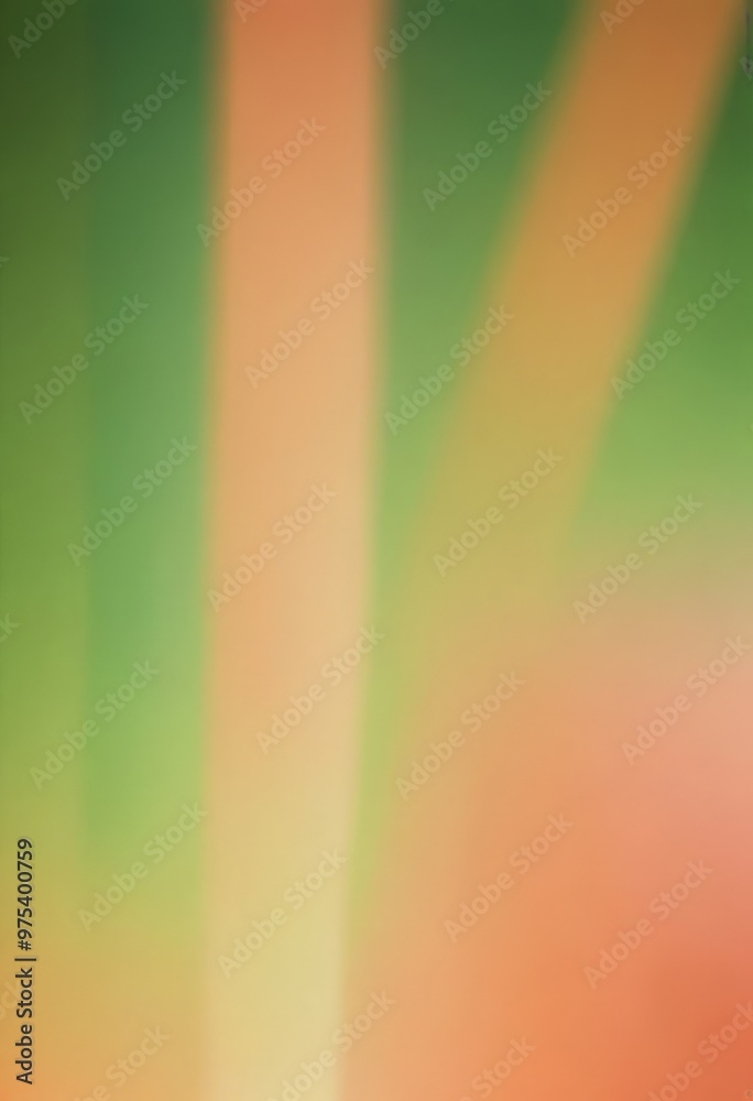 Obraz premium The image is a blurred, abstract representation of a rainbow, with vibrant colors of green, orange, and yellow.