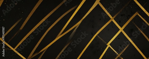 a striking abstract pattern of intersecting diagonal lines in varying shades of gold against a black background.