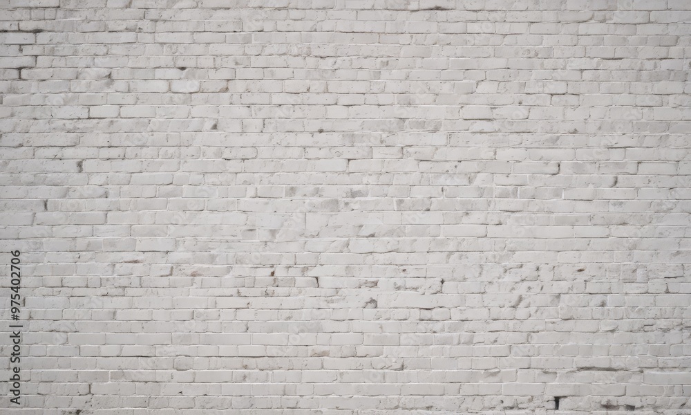 A white brick wall with a uniform pattern and a small amount of mortar visible between the bricks.