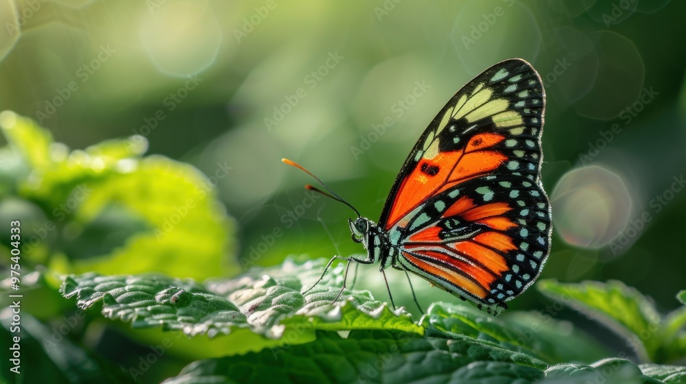Fototapeta premium Butterflies border with flowers butterfly outdoors nature.