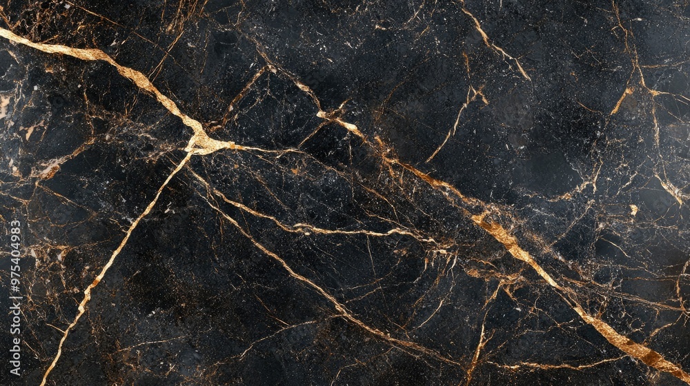 A wide expanse of polished black marble with golden veins, creating a luxurious and bold statement, perfect for high-end interior settings. A wide expanse of polished black marble with golden veins, creating a luxurious and bold statement, perfect for high-end interior settings.