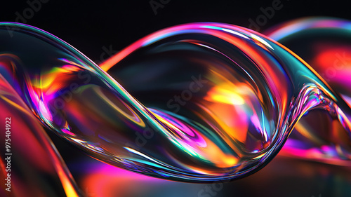 Abstract rainbow black background design, 3d rendering	
