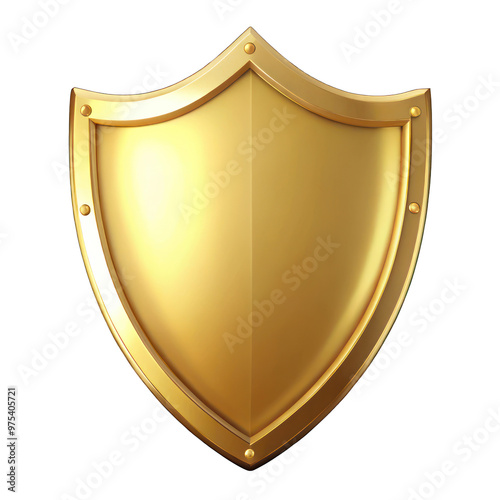 A blank gold shield isolated on transparent background