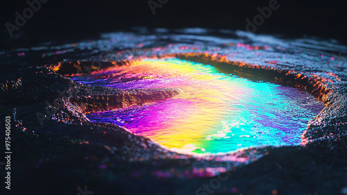 Abstract rainbow black background design, 3d rendering