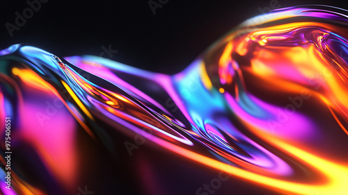 Abstract rainbow black background design, 3d rendering