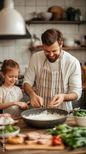 A family cooking together in a cozy kitchen capturing candid moments