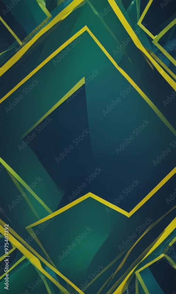 a geometric abstract composition with intersecting lines and shapes in shades of green and yellow, creating a sense of depth and complexity. a geometric abstract composition with intersecting lines and shapes in shades of green and yellow, creating a sense of depth and complexity.
