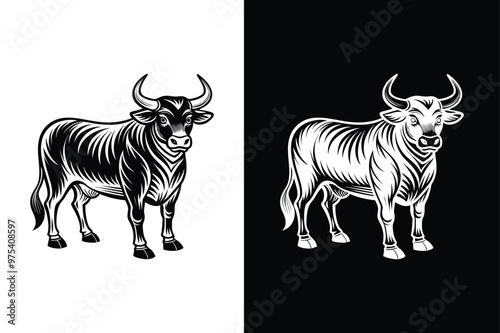 Bull Silhouette Vector. Timeless Symbol of Strength and Determination