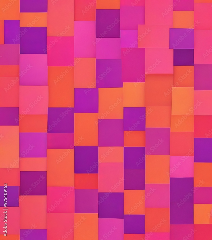 The image is a vibrant abstract composition featuring overlapping squares in a variety of warm colors, including shades of pink, orange, and purple. The image is a vibrant abstract composition featuring overlapping squares in a variety of warm colors, including shades of pink, orange, and purple.